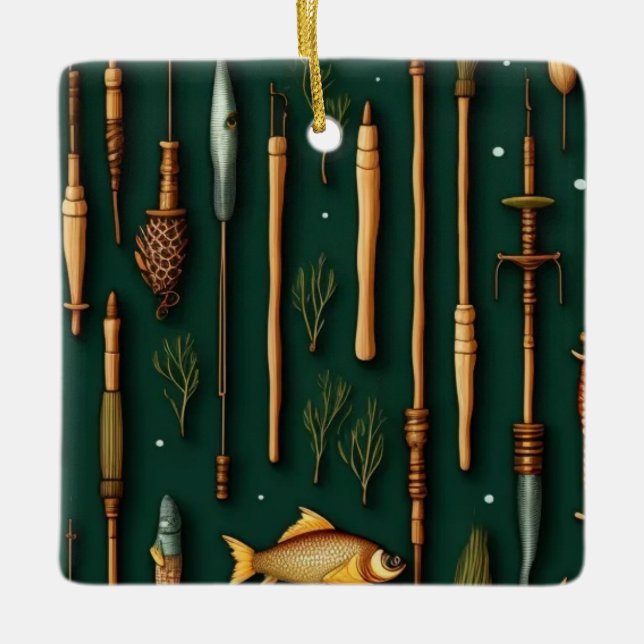 Ornamento De Cerâmica Coleta de Pesca (Frente)