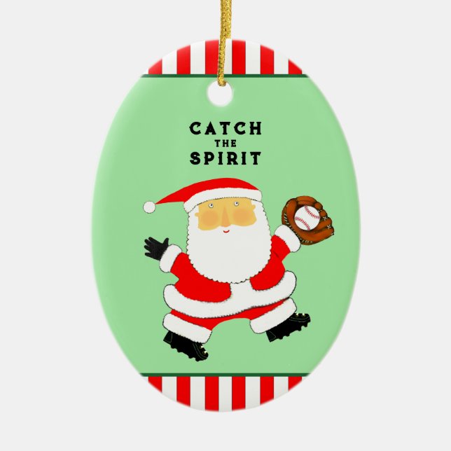 Ornamento De Cerâmica Coletor de Natal de Baseball (Frente)