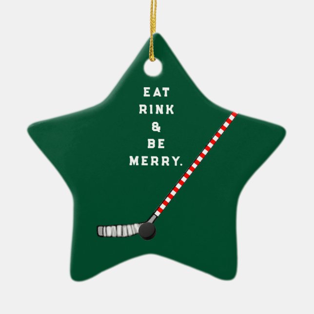 Ornamento De Cerâmica Coletor de Natal de Hockey (Frente)