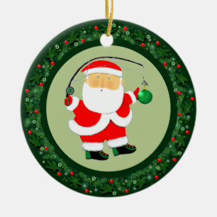Ornamento De Cerâmica Coletor de Natal de Pesca