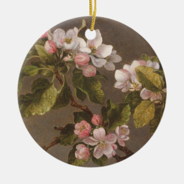 Ornamento De Cerâmica Colibri e flores de Apple (Frente)