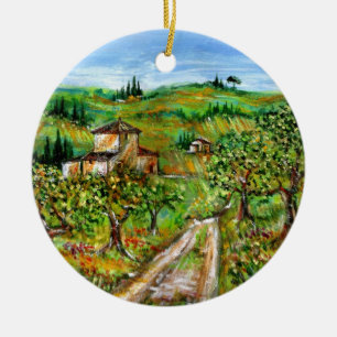 Ornamento De Cerâmica Colinas VERDES E OLIVEIRAS NA PAISAGEM DA TÚSCULA