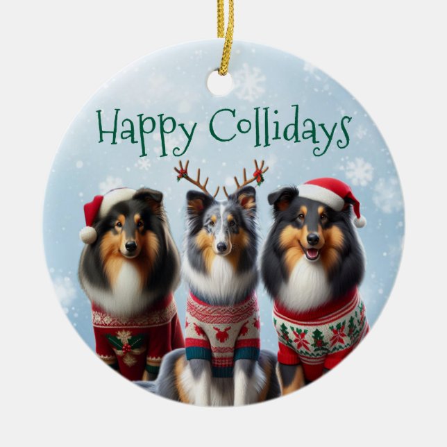 Ornamento De Cerâmica Collie Christmas Ornaments  (Frente)