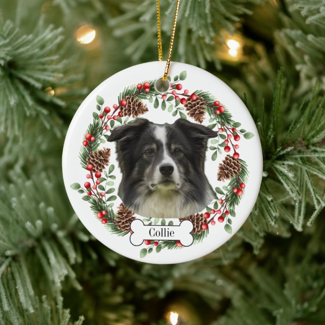 Ornamento De Cerâmica Collie dog Personalised Pet Ornament (Árvore)