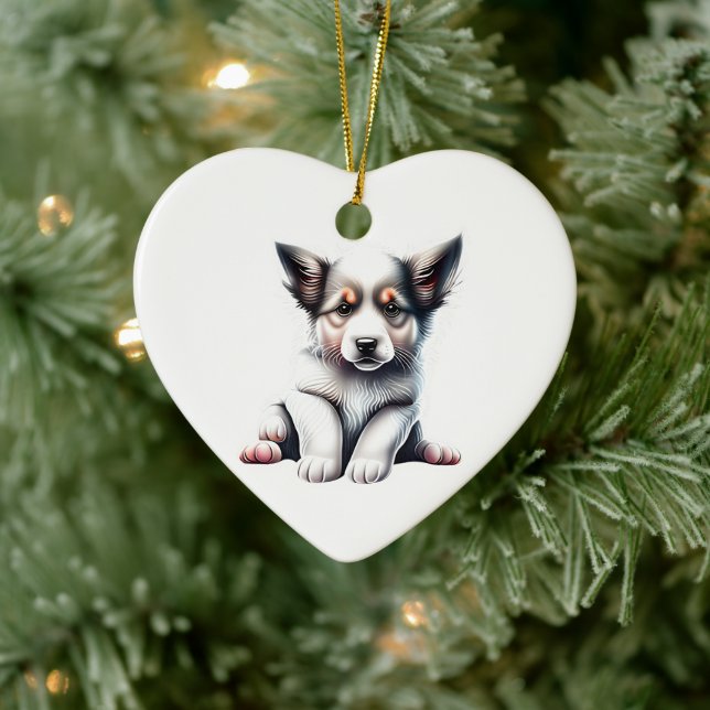 Ornamento De Cerâmica Collie Puppy Personalizado (Árvore)