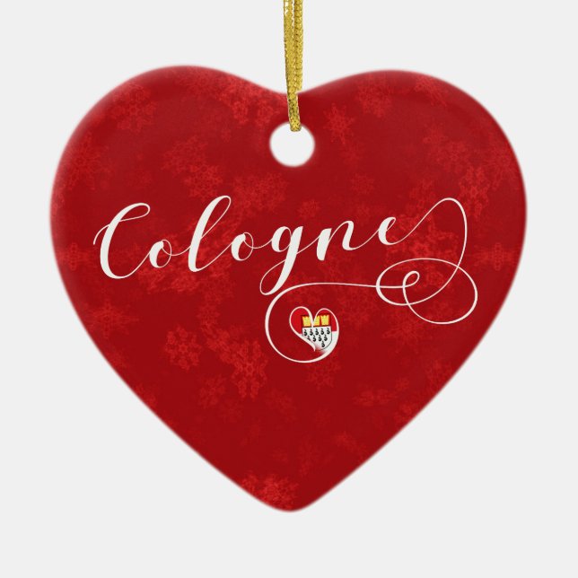 Ornamento De Cerâmica Cologne Heart, Christmas Tree Ornament, Alemanha (Frente)