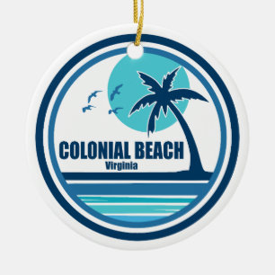 Ornamento De Cerâmica Colonial Beach Virginia Palm Tree Birds
