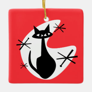 Ornamento De Cerâmica Color PERSONALIZADA de Starbursts Gato de Idade At