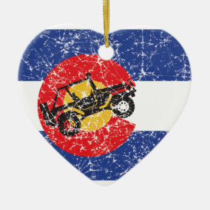 Ornamento De Cerâmica Colorado Flag 4 Wheeler