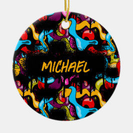 Ornamento De Cerâmica Colorful Neon Graffiti Hip Hop Street Art