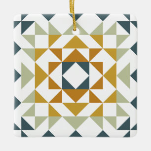 Ornamento De Cerâmica Colorida Moderna Quilt Bloqueia Geométrica Terra