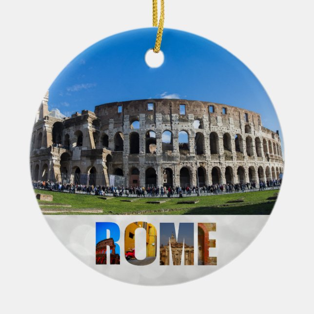 Ornamento De Cerâmica Colosseum Roma Itália Viagem Foto Natal (Frente)