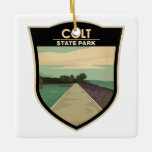 Ornamento De Cerâmica Colt State Park Rhode Island Vintage<br><div class="desc">Ilustração Colt State Park. O parque é um componente importante do Distrito Histórico de Fazendas Poppasquash,  inscrito no Registro Nacional de Lugares Históricos,  e é um ponto final no Caminho da Bicicleta East Bay.</div>