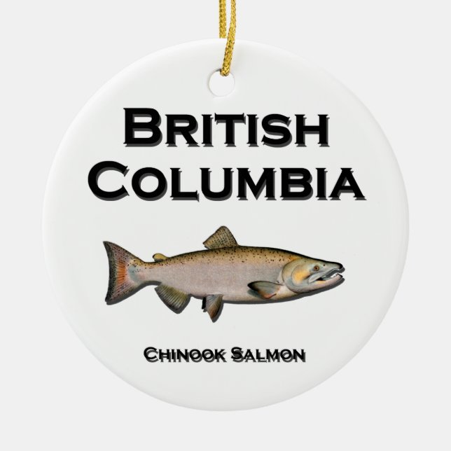Ornamento De Cerâmica Columbia Britânica - BC salmões de Chinook (Frente)