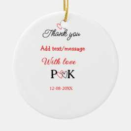 Ornamento De Cerâmica Com amor adicione carta do nome do casal obrigado 