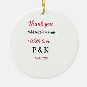 Ornamento De Cerâmica Com amor adicione o nome do casal letra obrigado a