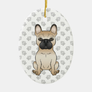 Ornamento De Cerâmica Com Máscara Preta Cachorro Francês e Texto