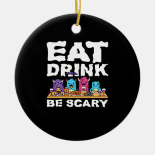 Ornamento De Cerâmica Coma Beba Seja Assustador Monstro Halloween Criati
