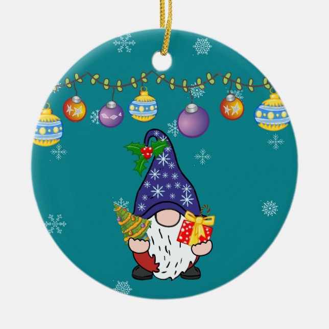 Ornamento De Cerâmica Coma Bebida e Seja Gnomie (Frente)