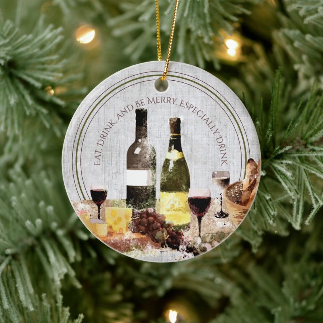 Ornamento De Cerâmica Coma bebida seja feliz especialmente vinho Natal (Árvore)