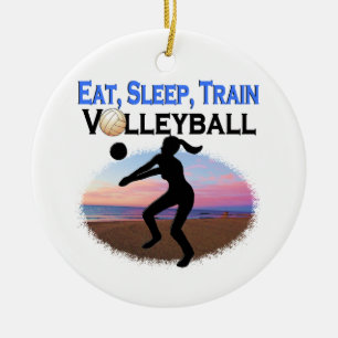 ORNAMENTO DE CERÂMICA COMA, DORME, TREM VOLLEYBALL