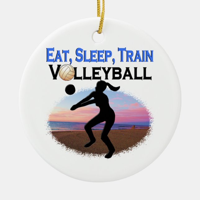 ORNAMENTO DE CERÂMICA COMA, DORME, TREM VOLLEYBALL (Frente)