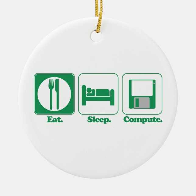 Ornamento De Cerâmica coma o computador de espera (verde) (Frente)