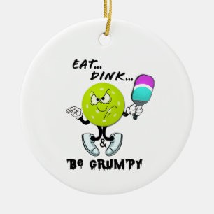 Ornamento De Cerâmica Coma o dink e fique rabugento (picleball)