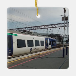 Ornamento De Cerâmica Comboio azul e branco