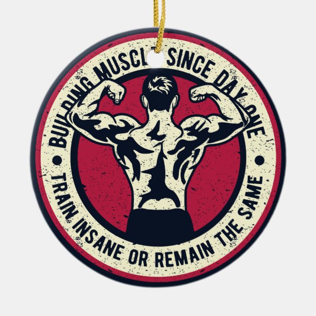 Ornamento De Cerâmica Comboio Muscular De Construção Insano ou Permanece (Frente)