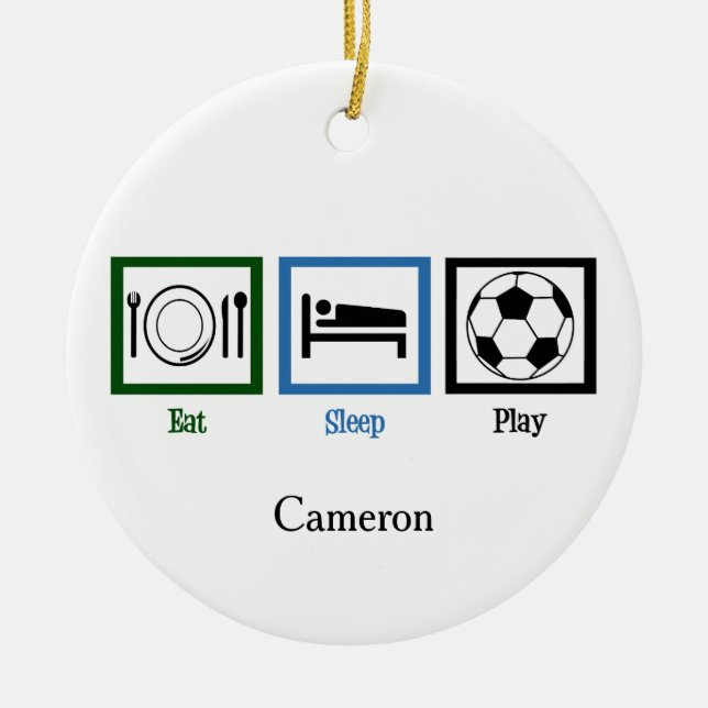 Ornamento De Cerâmica Come Sleep Tocar Futebol Personalizado (Frente)