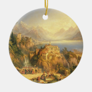 Ornamento De Cerâmica Comemorando a colheita da uva, lago Orta, norte