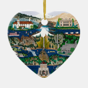 Ornamento De Cerâmica Comemorando o desfiladeiro do Rio Columbia