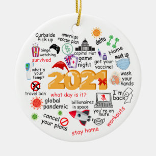 Ornamento De Cerâmica Comemorativa da decoração de Natal de 2021