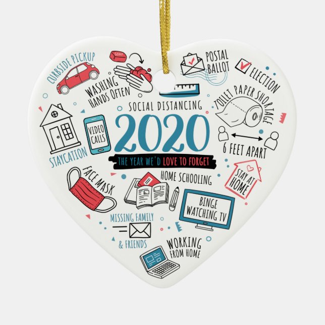Ornamento De Cerâmica Comemorativa do Quarantine Christmas Funny 2020 (Frente)