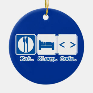 Ornamento De Cerâmica comer dormir codificar (html)