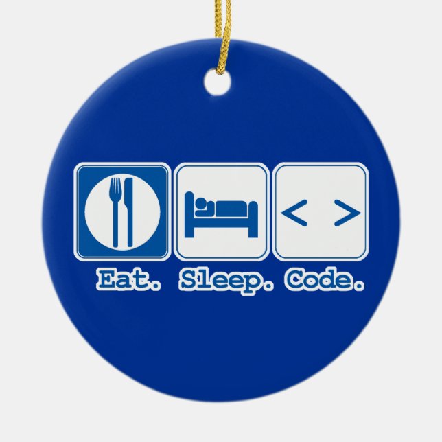 Ornamento De Cerâmica comer dormir codificar (html) (Frente)