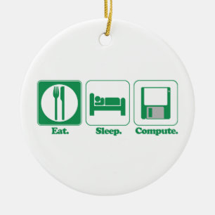 Ornamento De Cerâmica comer dormir computador (verde)