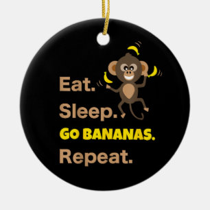 Ornamento De Cerâmica Comer Dormir Ir Bananas Repetir Divertido Fofo Ani
