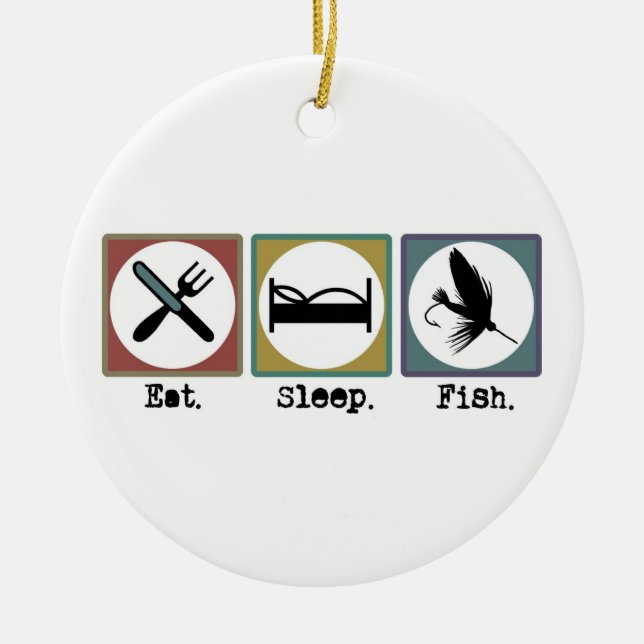 Ornamento De Cerâmica Comer Problemas De Pesca Do Sono (Frente)