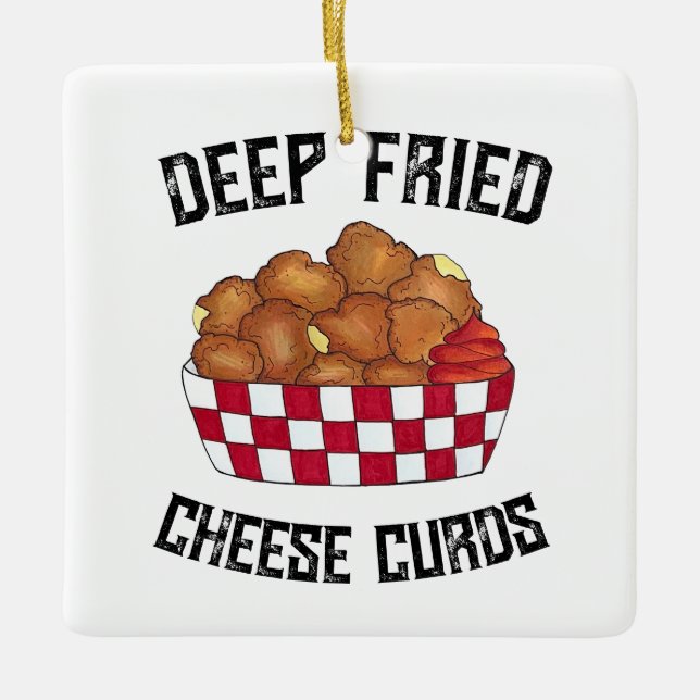 Ornamento De Cerâmica Comida de Minnesota em Wisconsin, "Deep Fried Chee (Frente)