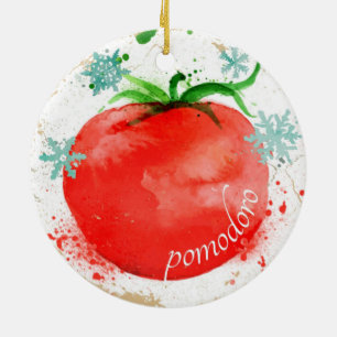 Ornamento De Cerâmica Comida de tomate de aquarela
