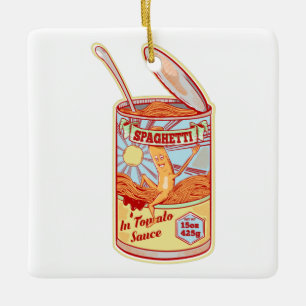 Ornamento De Cerâmica Comida enlatada de espaguete