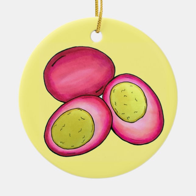 Ornamento De Cerâmica COMIDA Holandesa Picada Duro Picada Ovos de Beterr (Frente)