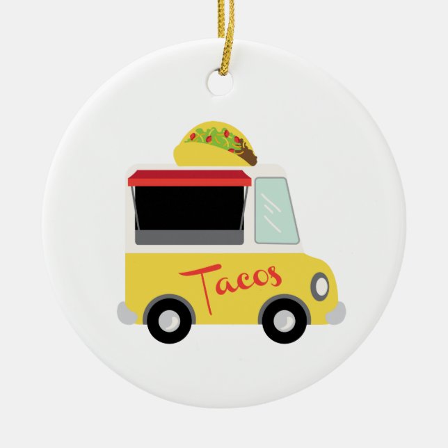 Ornamento De Cerâmica Comida Taco Truck (Frente)
