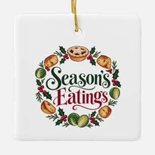 Ornamento De Cerâmica Comidas da Temporada Camisa de Natal Engraçada