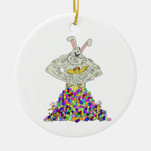 Ornamento De Cerâmica Como o coelho da Páscoa pega seus ovos