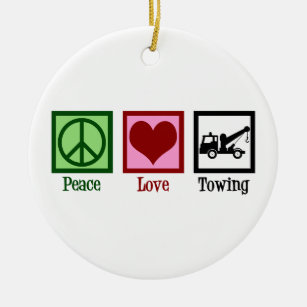 Ornamento De Cerâmica Companhia de reboque Peace Love
