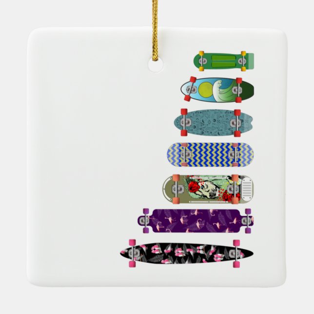 Ornamento De Cerâmica Comparação de tamanho de skate (Verso)