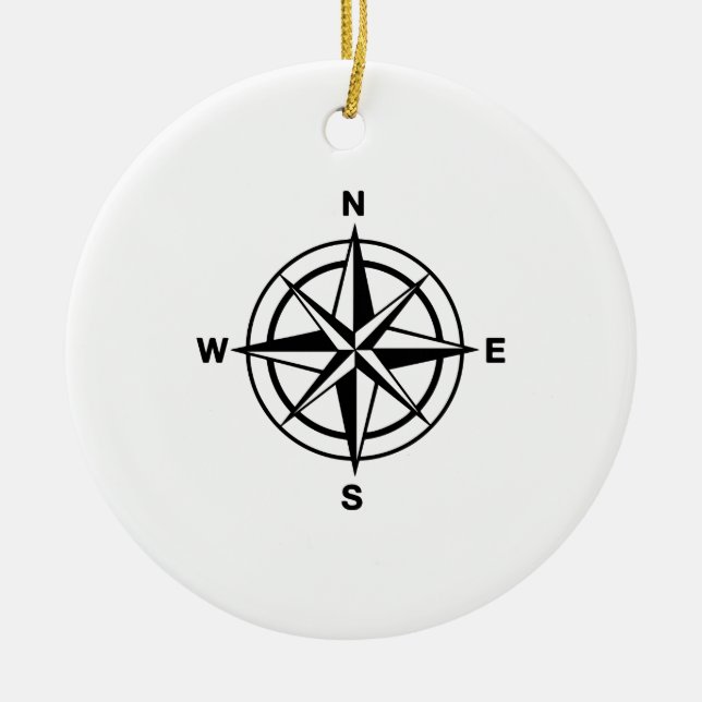 Ornamento De Cerâmica Compass Náutico (Frente)